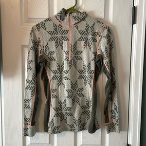 Kari Traa Green and Pink Patterned Pullover Base layer